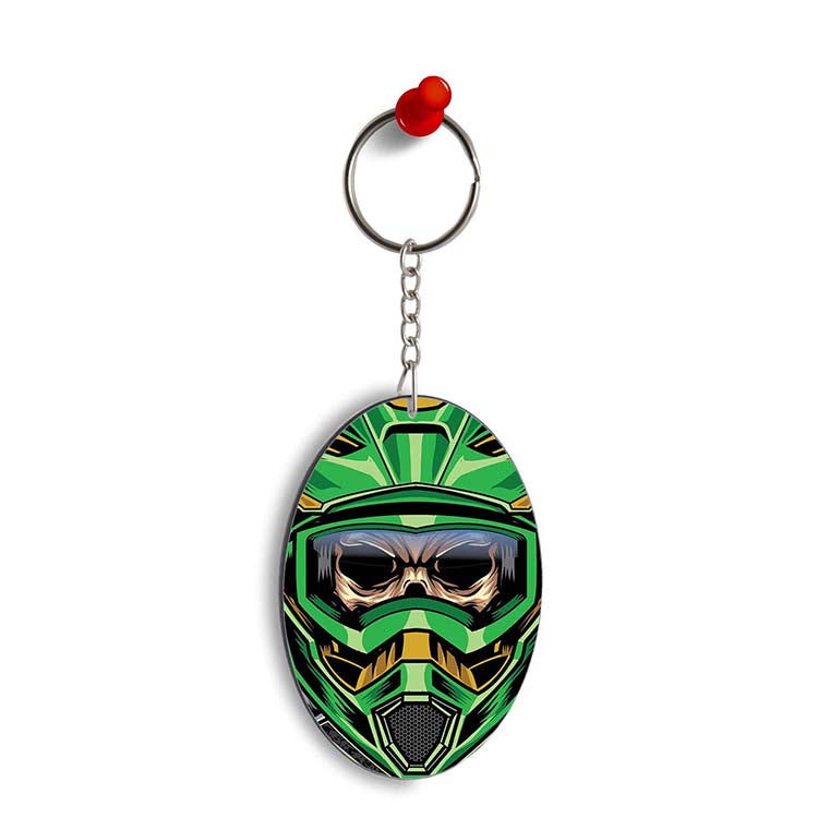 Driving Skull Oval Key Chain