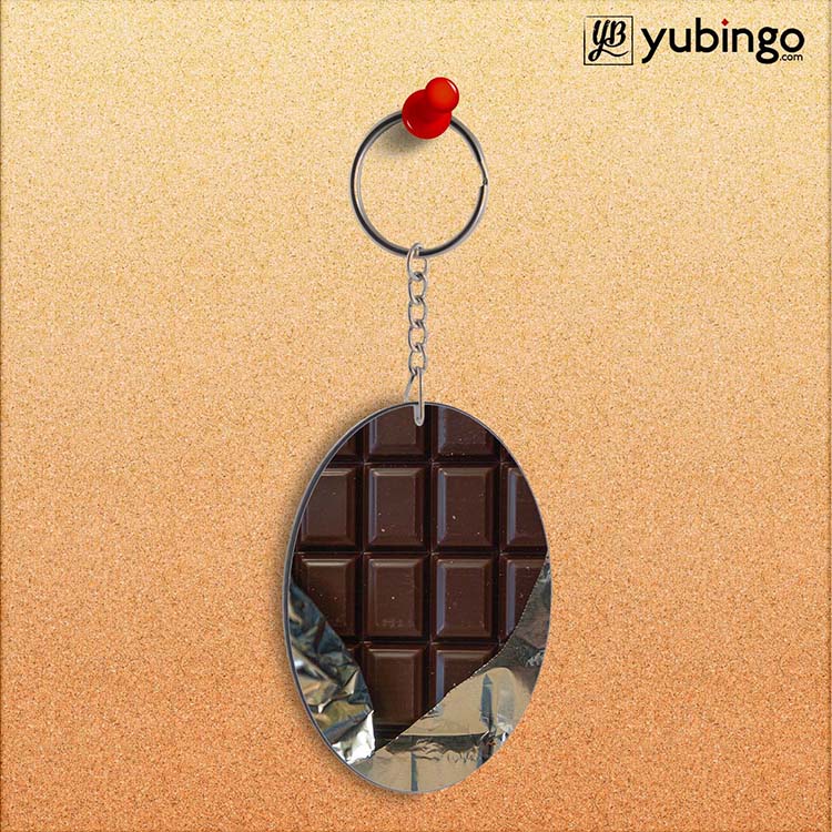 Eat that Chocolate Bar Oval Key Chain