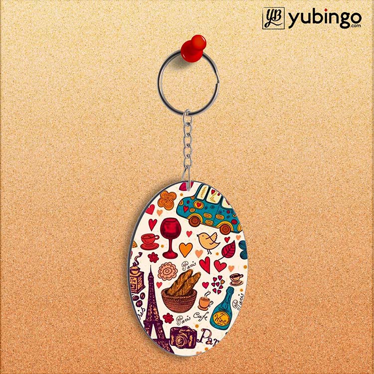 French Delight Oval Key Chain
