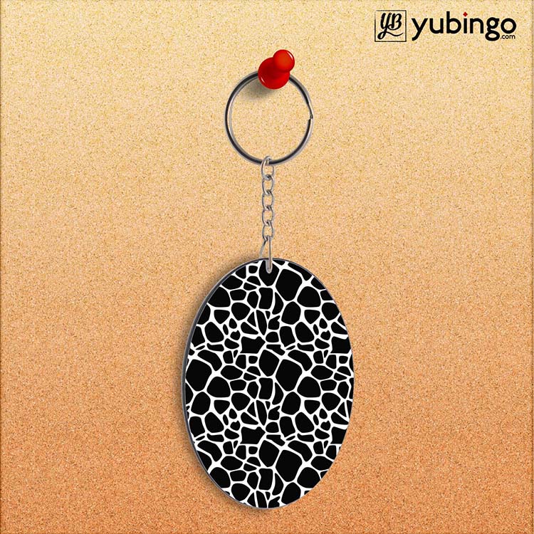 Giraffe Pattern Oval Key Chain-Image2