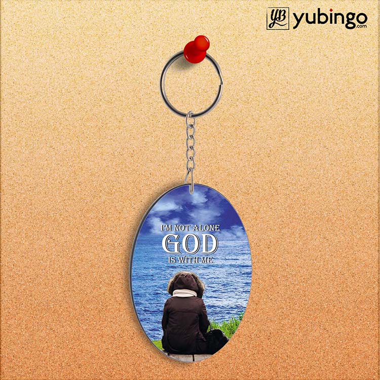 God is with Me Oval Key Chain