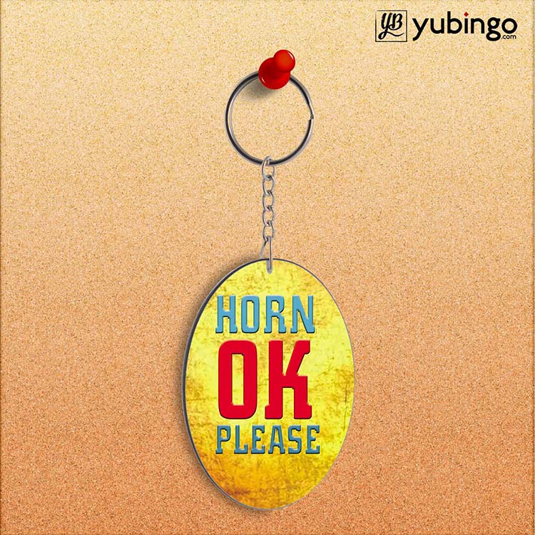 Horn OK please Oval Key Chain-Image2