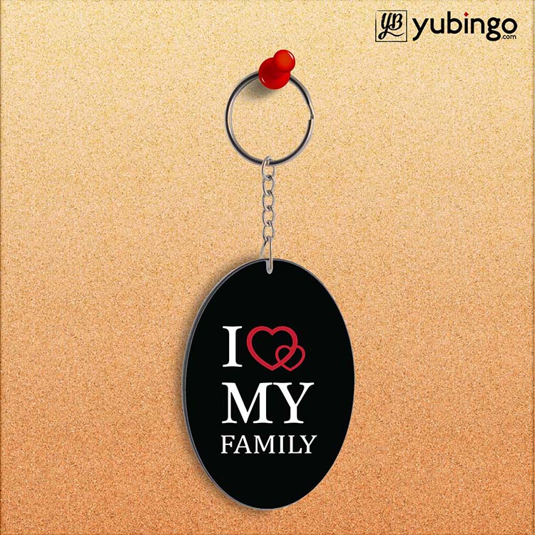 I Love My Family Oval Key Chain-Image2