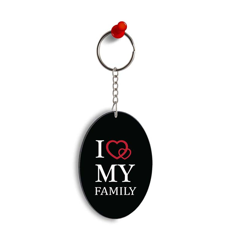 I Love My Family Oval Key Chain