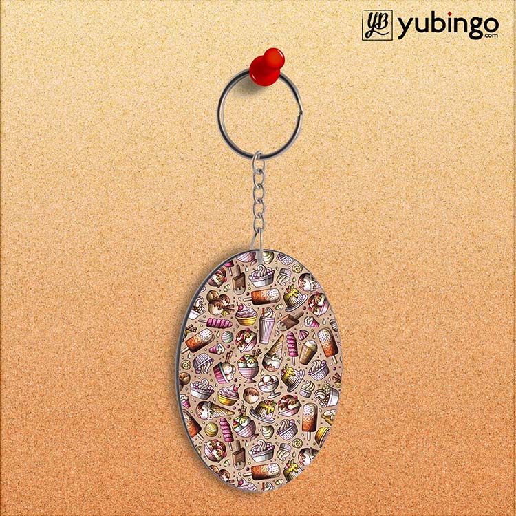 Ice Cream Overload Oval Key Chain