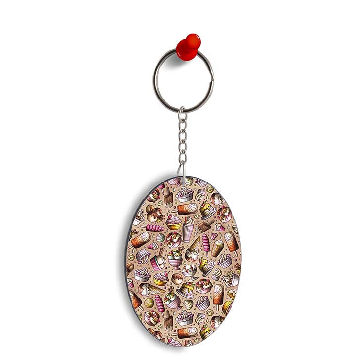 Ice Cream Overload Oval Key Chain