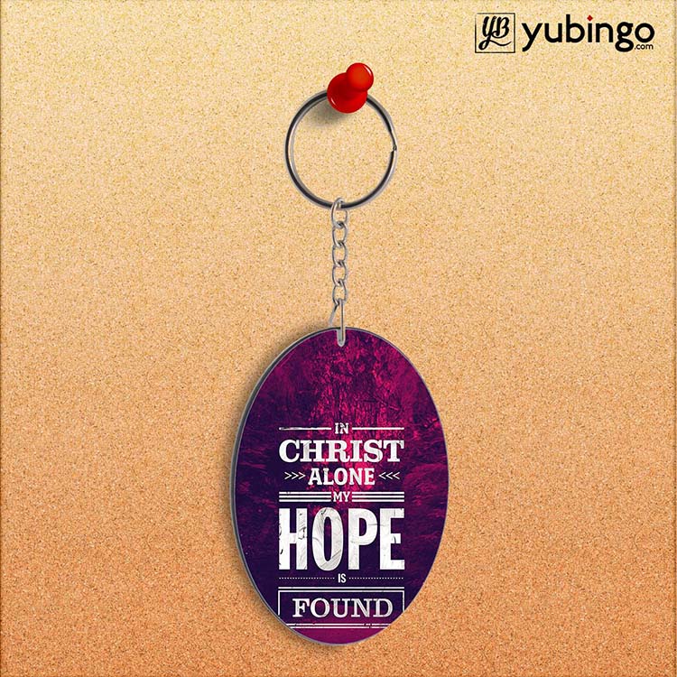 In Christ I Find Hope Oval Key Chain