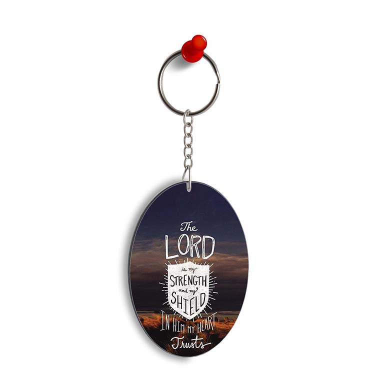 In Lord My Heart Trusts Oval Key Chain