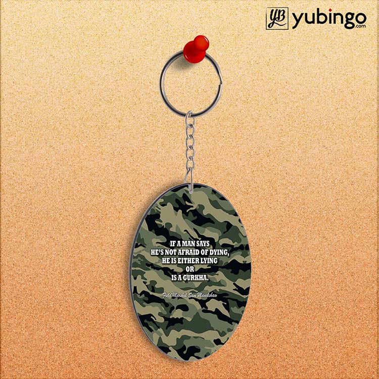 Indian Army Quote Oval Key Chain