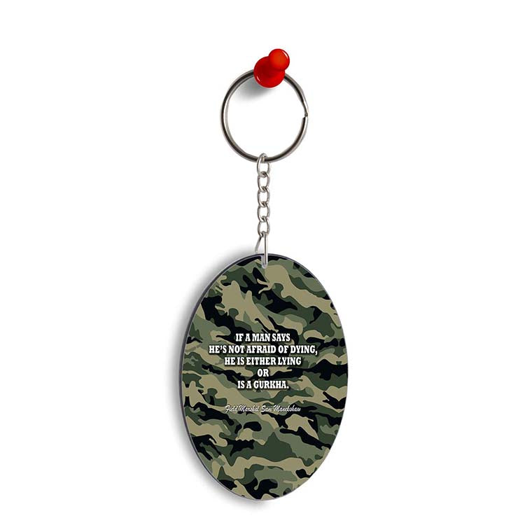 Indian Army Quote Oval Key Chain