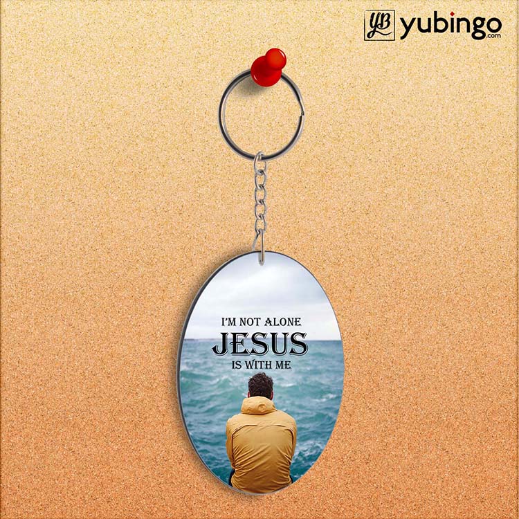 Jesus is with Me Oval Key Chain