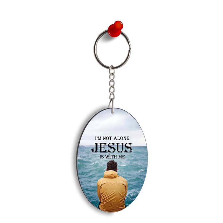 Jesus is with Me Oval Key Chain