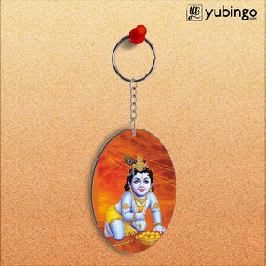 Krishna With Ladoos Oval Key Chain-Image2