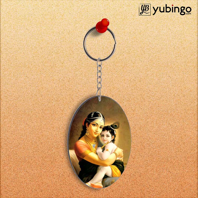 Krishna With Yashoda Oval Key Chain