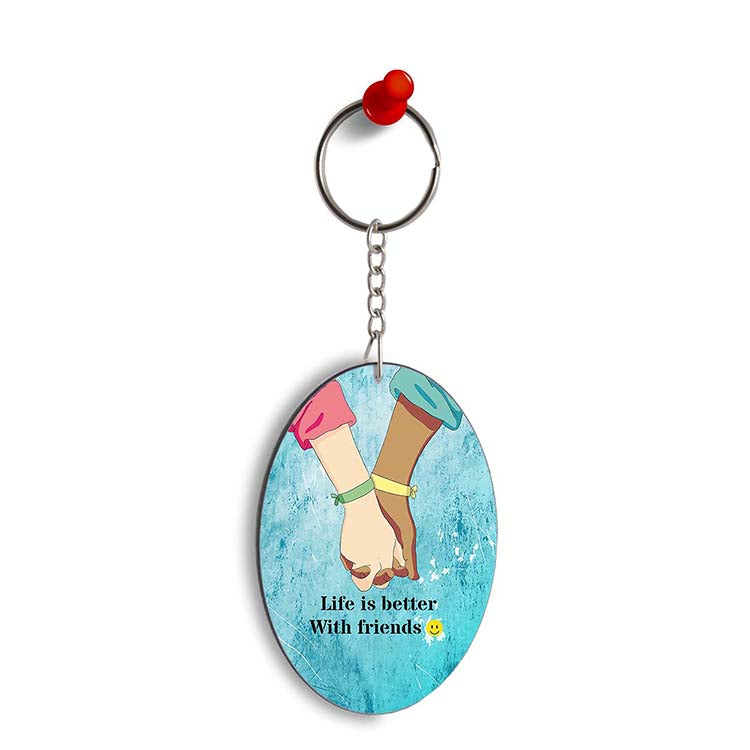 Life is Better with Friends Oval Key Chain
