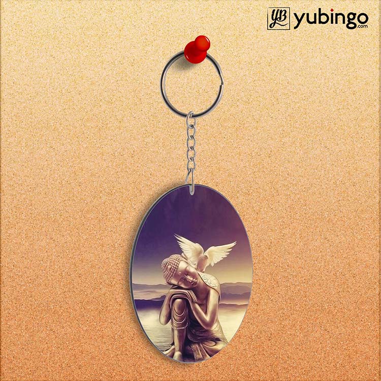 Lord Buddha Oval Key Chain-Image2