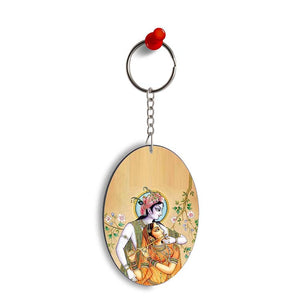 Lord Krishna with Radha Oval Key Chain