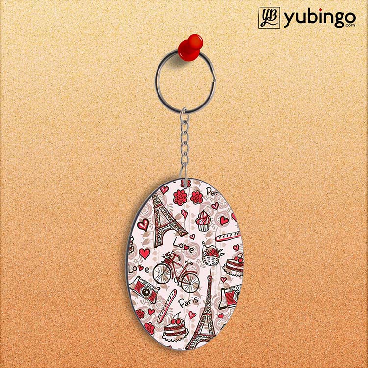 Love In Paris Oval Key Chain