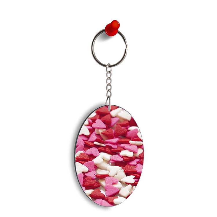 Love Pattern Oval Key Chain