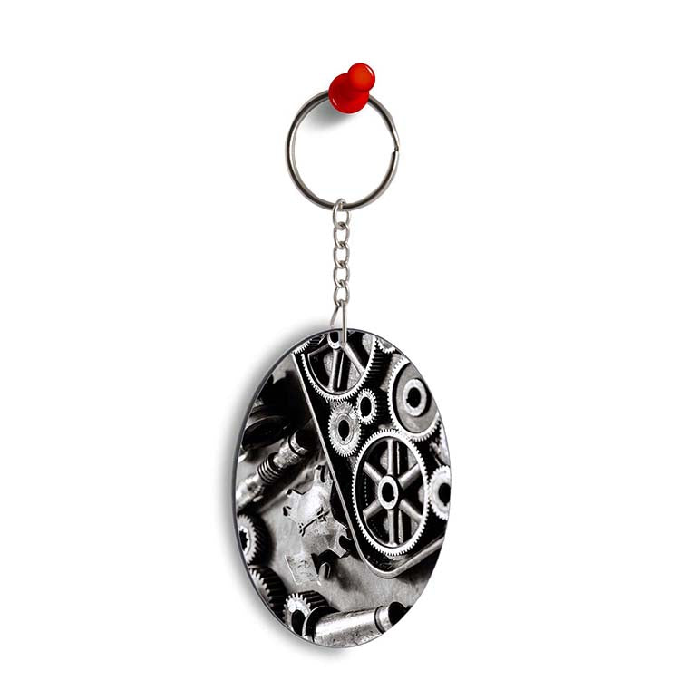 Machinery Oval Key Chain