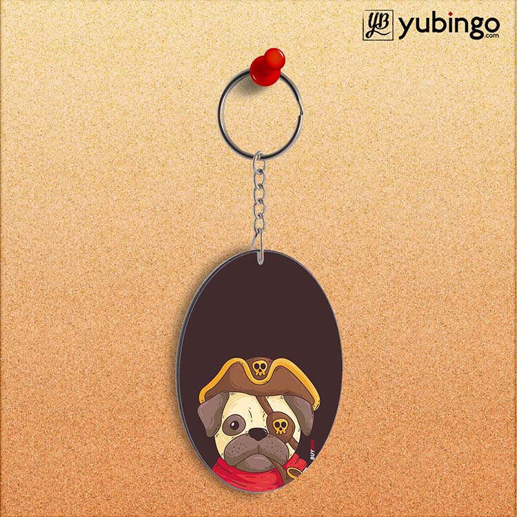 Mafia Pug Oval Key Chain-Image2