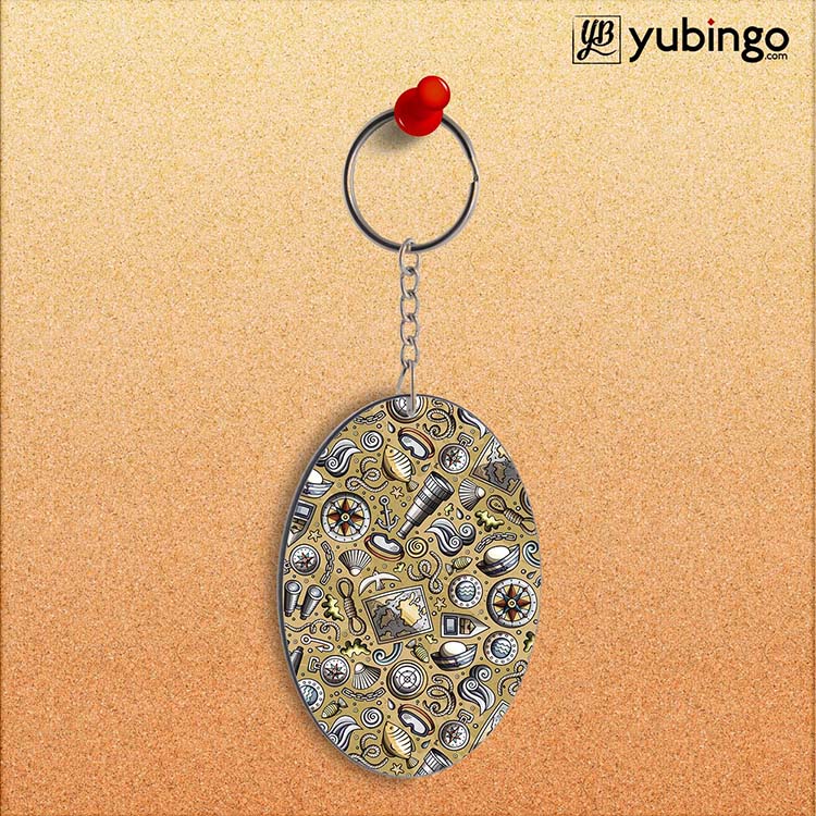Nautical Brown Oval Key Chain