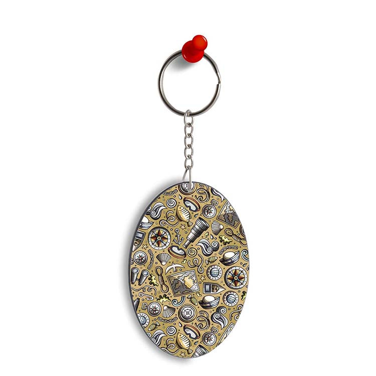 Nautical Brown Oval Key Chain