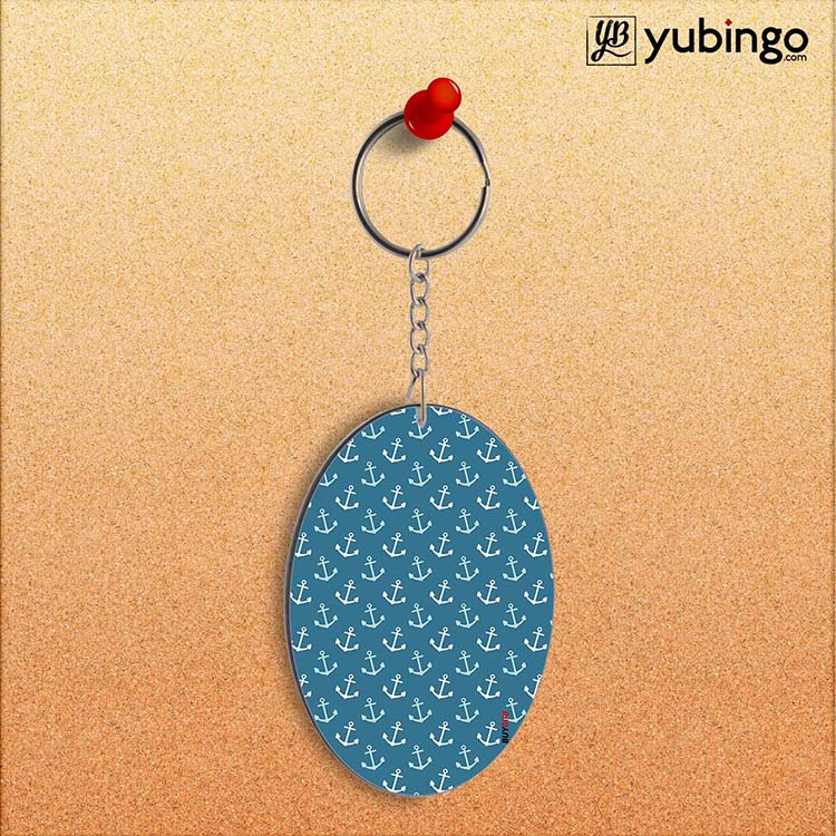 Nautical Pattern Oval Key Chain-Image2