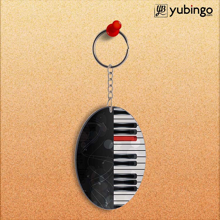 Piano Oval Key Chain