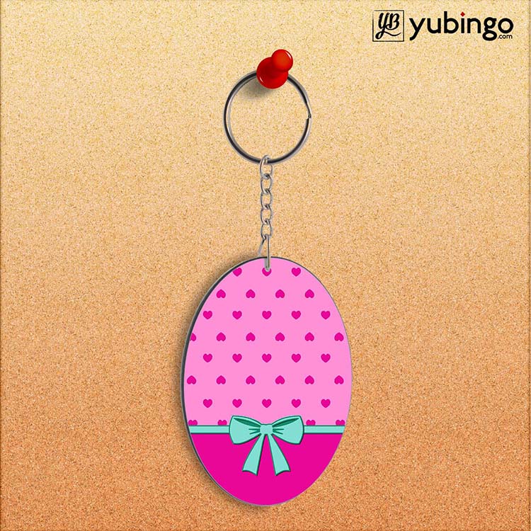 Pink Knot Oval Key Chain
