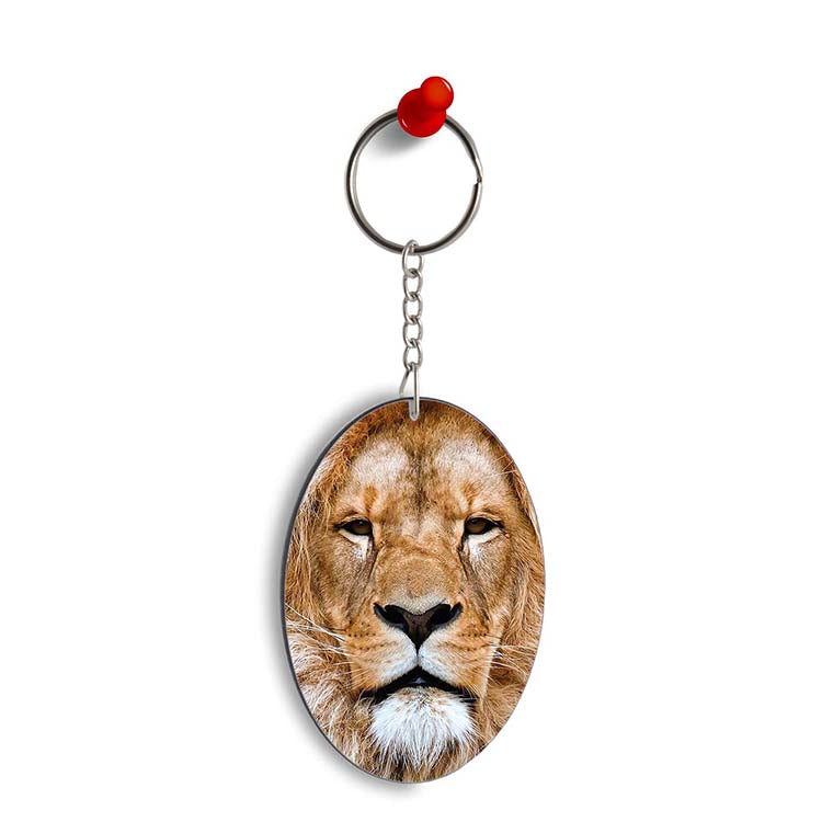 Portrait of Lion Oval Key Chain