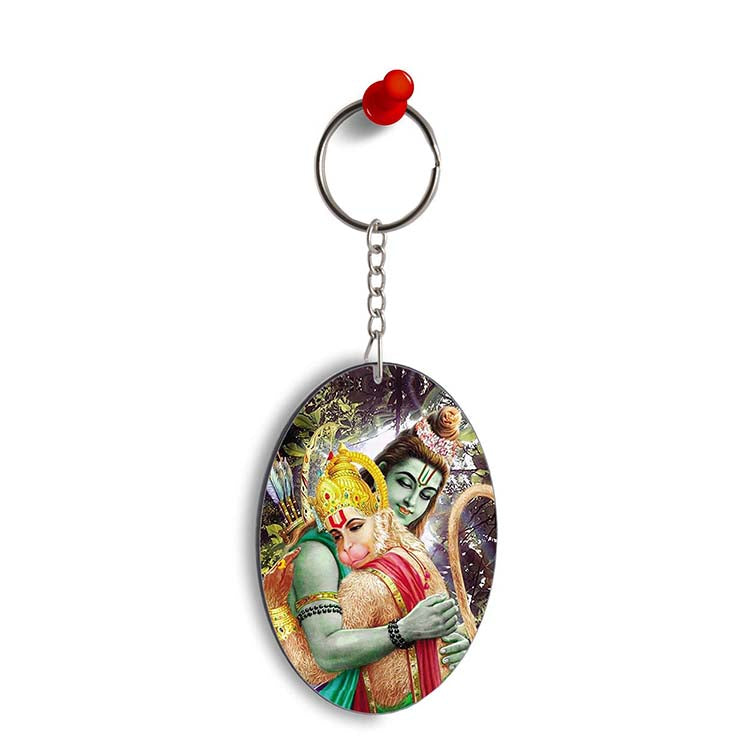 Ram &amp; Hanuman Ji Oval Key Chain