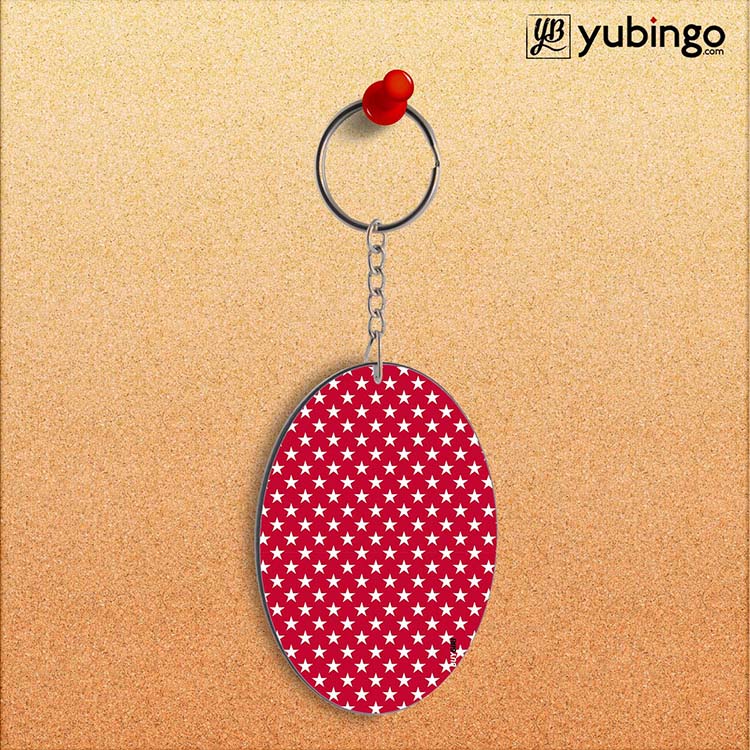 Red Stars Oval Key Chain