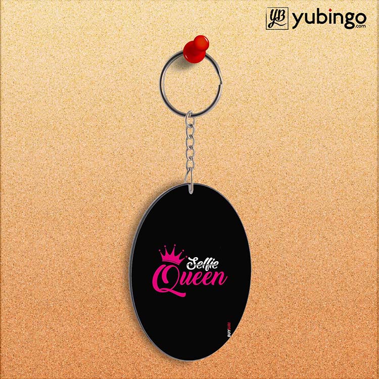 Selfie Queen Oval Key Chain