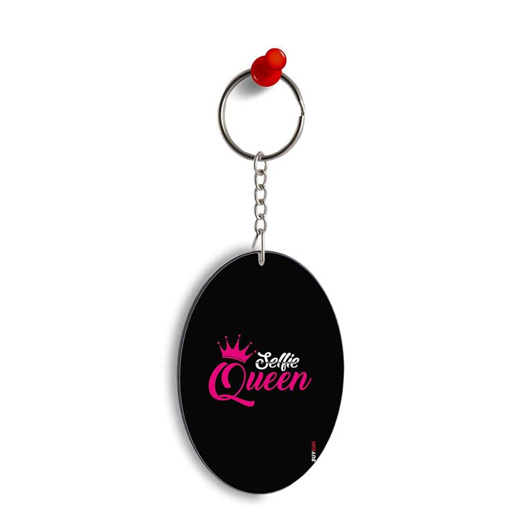 Selfie Queen Oval Key Chain
