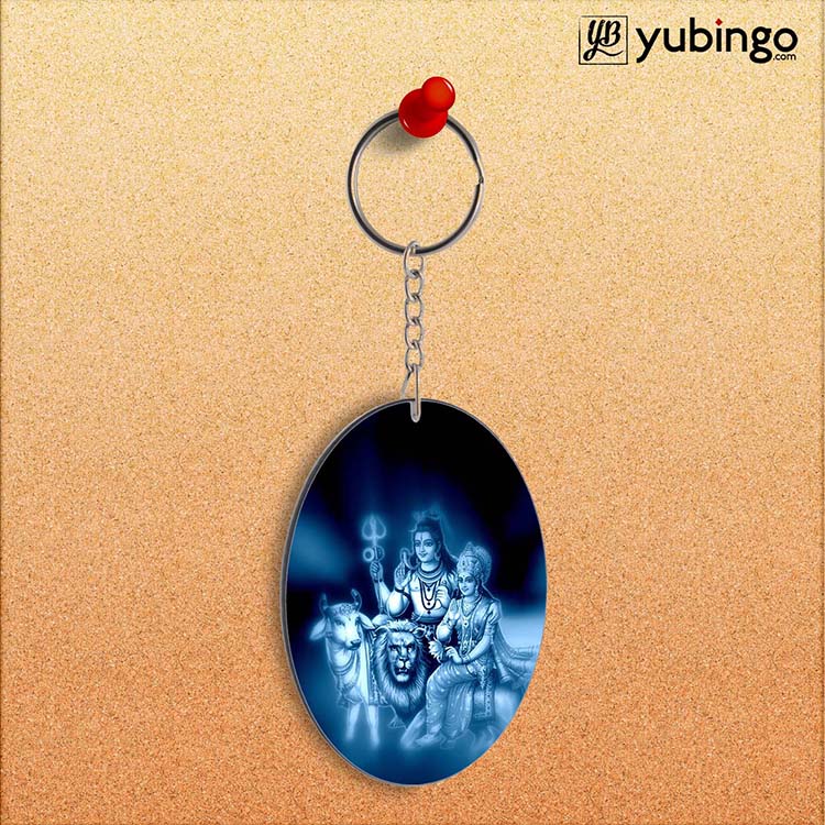 Shiv Parvati Oval Key Chain