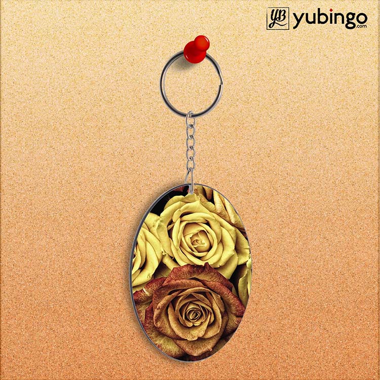 So Many Rose Oval Key Chain
