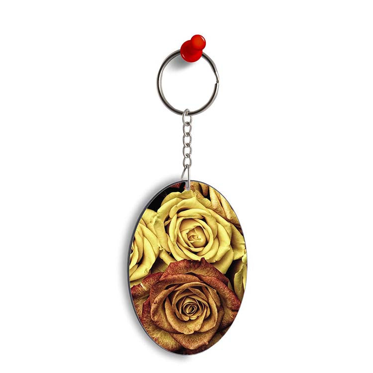 So Many Rose Oval Key Chain