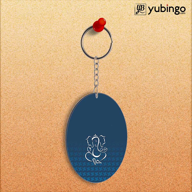Swastik and Ganesha Oval Key Chain-Image2