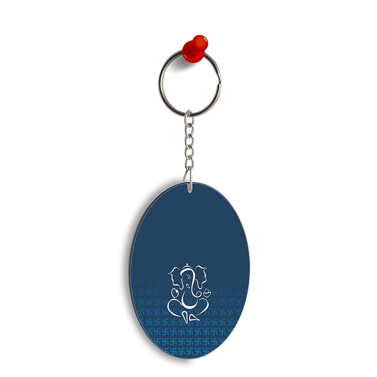 Swastik and Ganesha Oval Key Chain