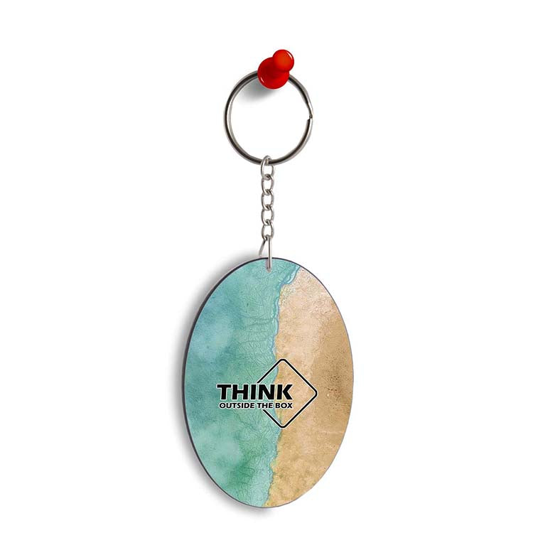 Think Outside The Box Oval Key Chain