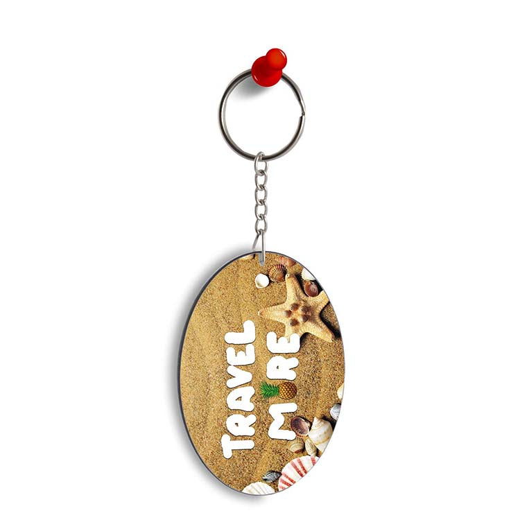 Travel More Oval Key Chain