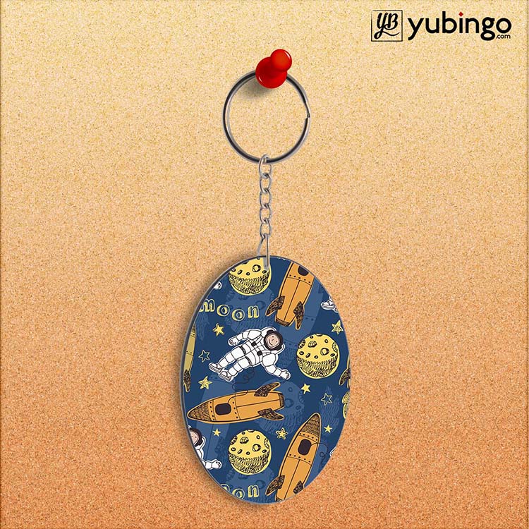 Travel To Moon Oval Key Chain