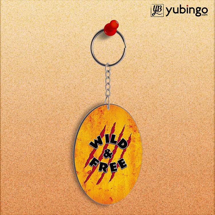 Wild and Free Oval Key Chain