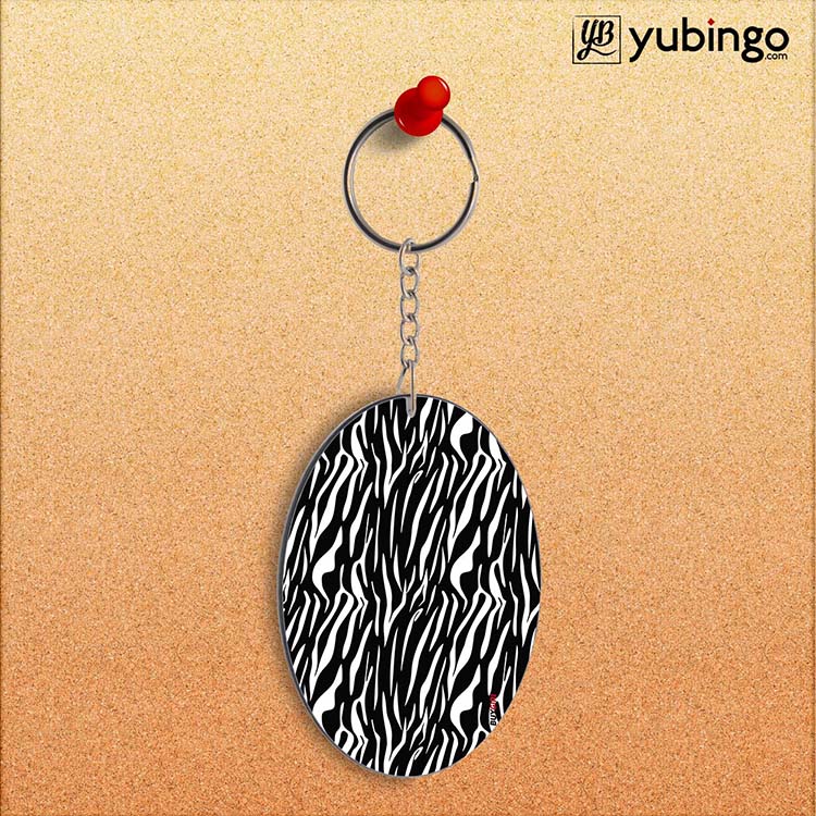 Zebra Stripes Oval Key Chain-Image2