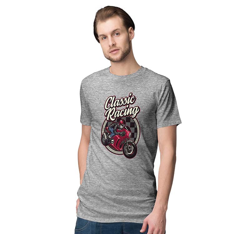 Classic Racing Men T-Shirt-Grey Melange