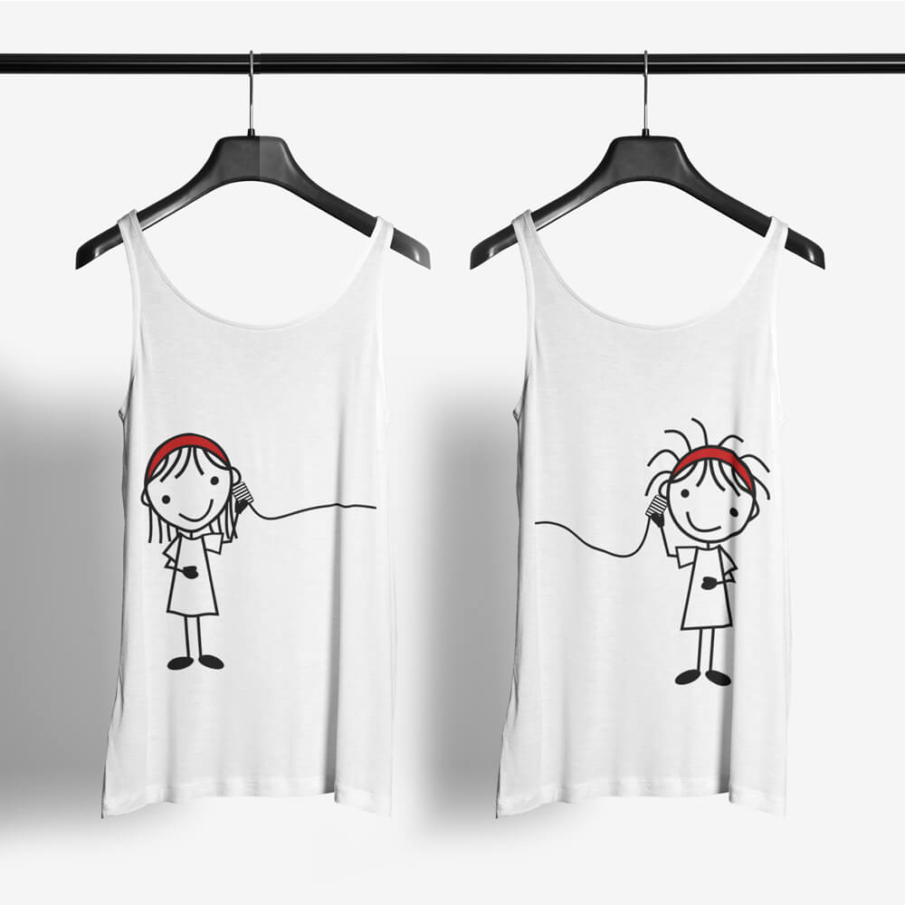 Connected Together Tank Tops-White
