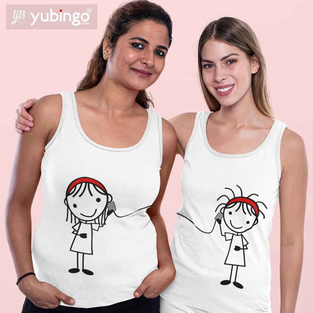 Connected Together Tank Tops-White