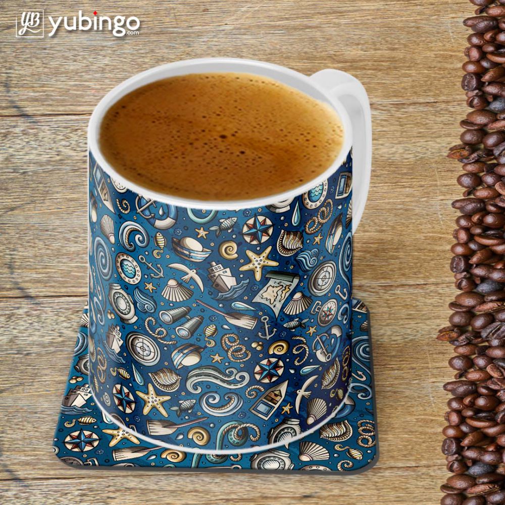 Cool Blue Customised Alphabet Coffee Mug With Coaster-Image4