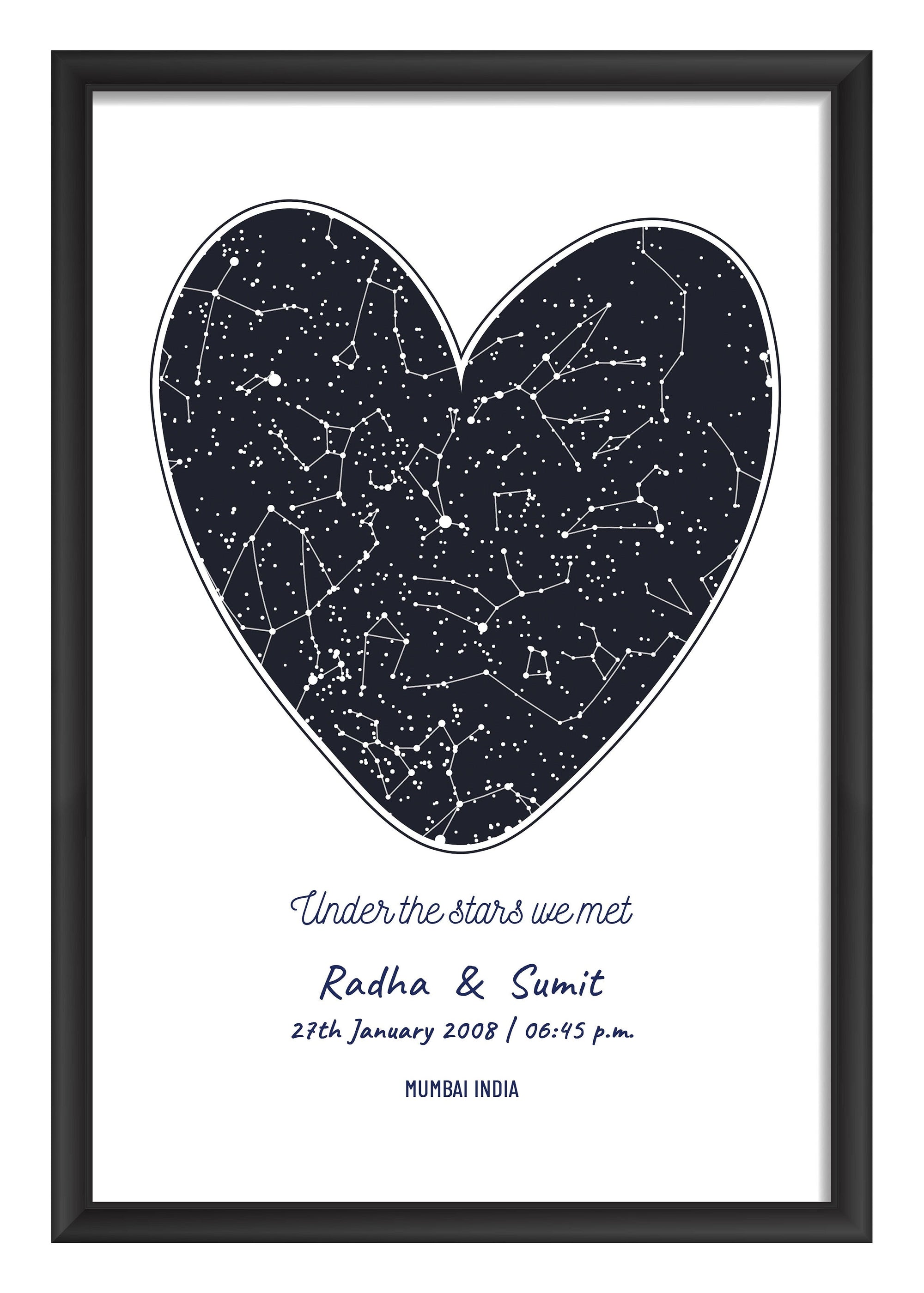 Couple Sky and Star Map Customised Frame